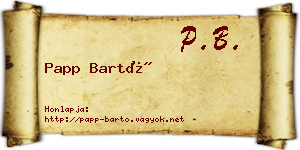 Papp Bartó névjegykártya
